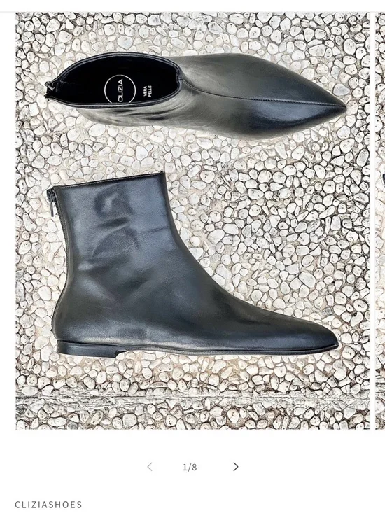 NWOT Clizia Italian booties. Black-European size 40. Leather upper and lining. - Picture 1 of 11